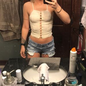 Cute crop tan/ off white tank